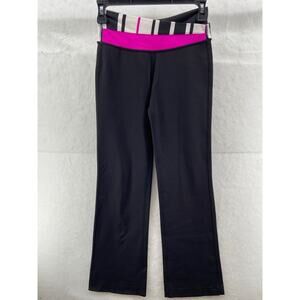Lululemon Leggings‎ Womens Sz 2 Black Fun Stripes Wrap Band Yoga Athletic